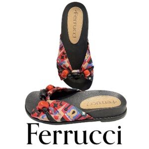 FERRUCCI | Sandals Slides Shoes Slippers Boho Beads 6B Summer Beach Vacation